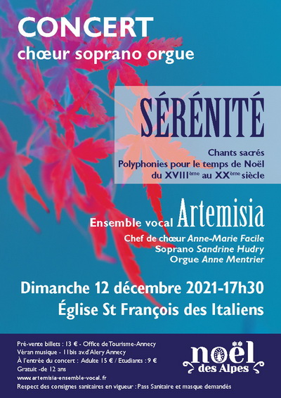 « SERENITE » pour Choeur, soliste et orgue - Dimanche 1er Décembre 2019