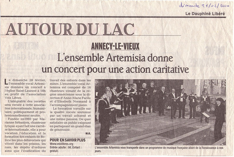 Concerts au profit de l’association « Voix libres »