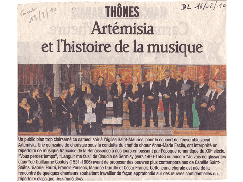 Musique Française du XVIème au XXème siècle, Thônes