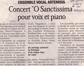 Concert «O Sanctissima » pour voix et piano